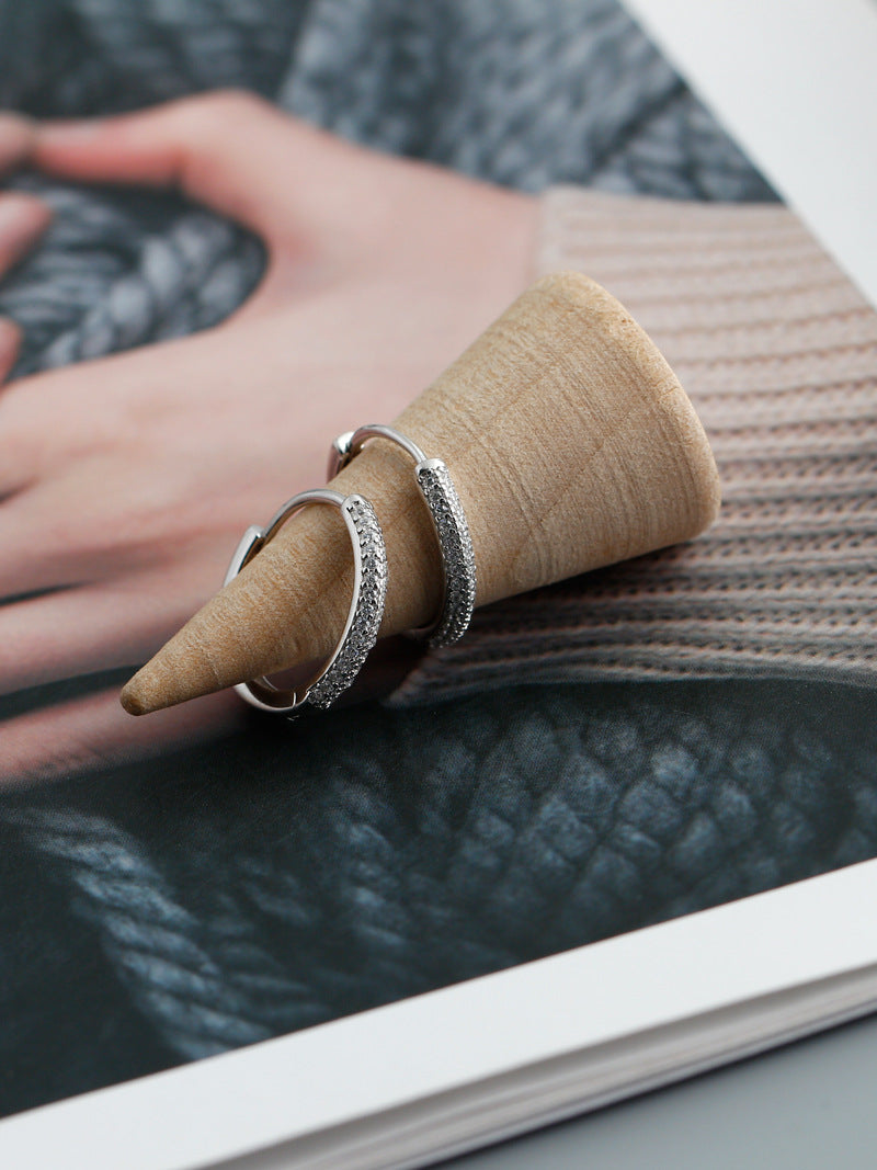 1 pair fashion circle inlay sterling silver zircon earrings