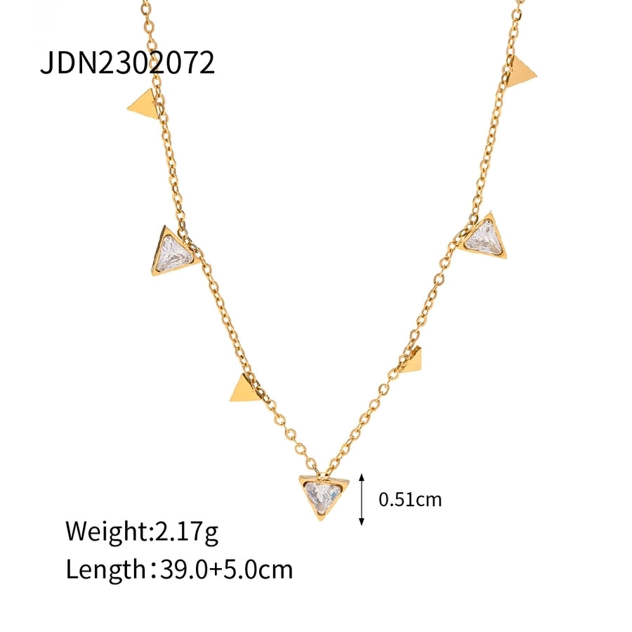 304 Stainless Steel 18K Gold Plated Simple Style Classic Style Plating Inlay Solid Color Zircon Necklace