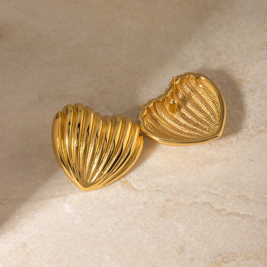 1 Pair IG Style Simple Style Heart Shape 304 Stainless Steel 18K Gold Plated Ear Studs