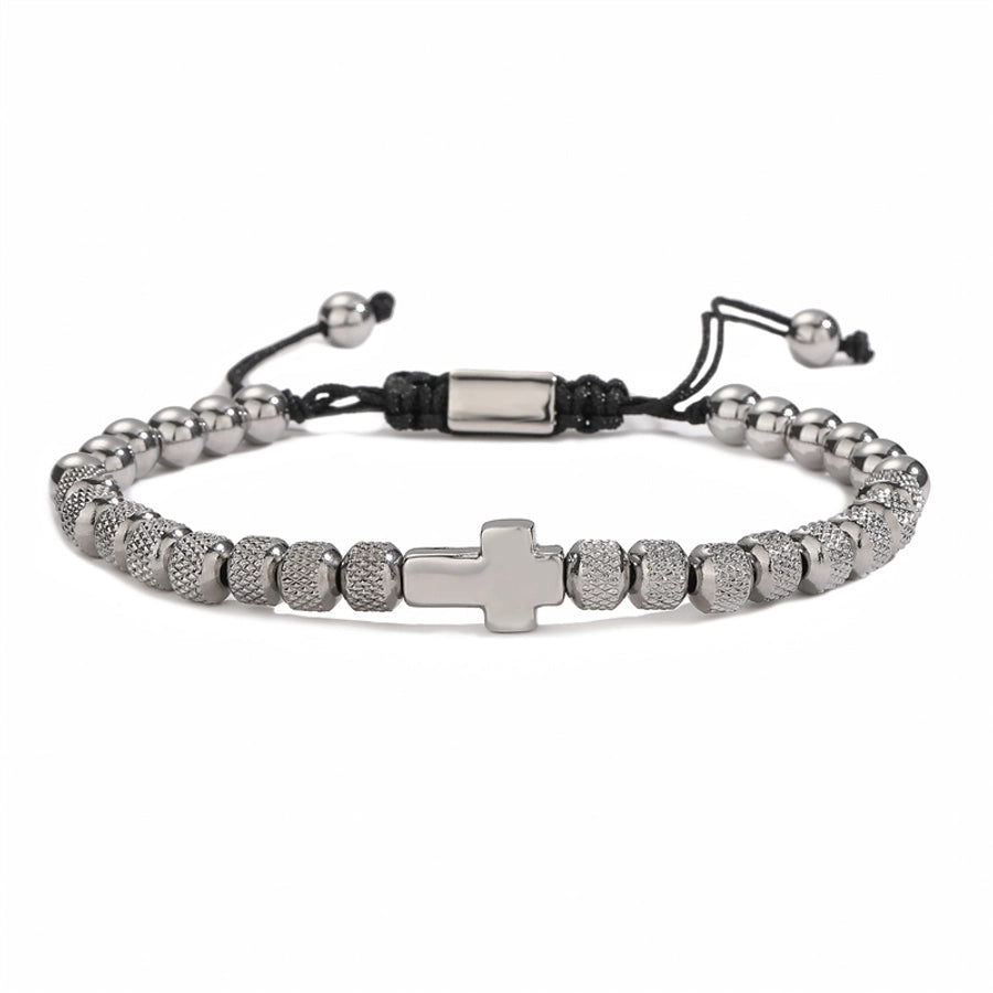 classic style commute cross stainless steel copper beaded bracelets