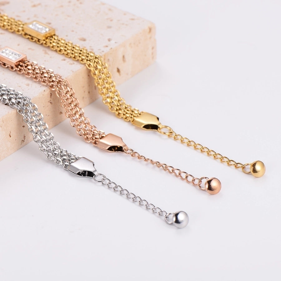 Cute Shiny Solid Color 304 Stainless Steel 18K Gold Plated Rose Gold Plated Rhinestones Bracelets In Bulk