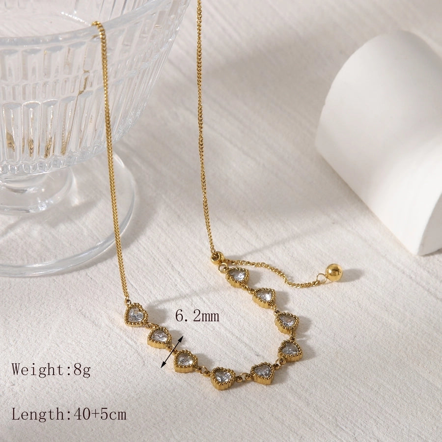 Jewelry Casual Commute Flower Butterfly 304 Stainless Steel Zircon 18K Gold Plated Inlay Pendant Necklace