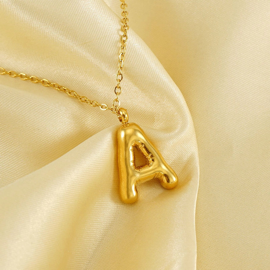 304 Stainless Steel 18K Gold Plated Casual Cute Plating Letter Titanium Steel Pendant Necklace