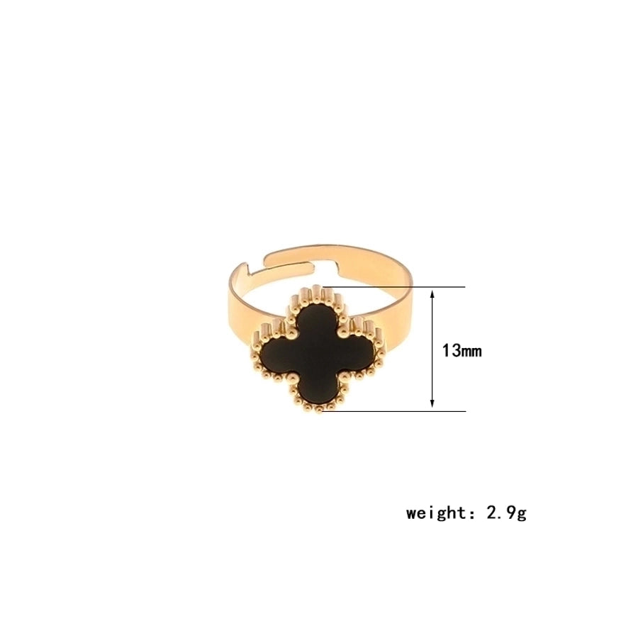 304 Stainless Steel 18K Gold Plated Elegant Glam Inlay Four Leaf Clover Acrylic Shell Jewelry Set