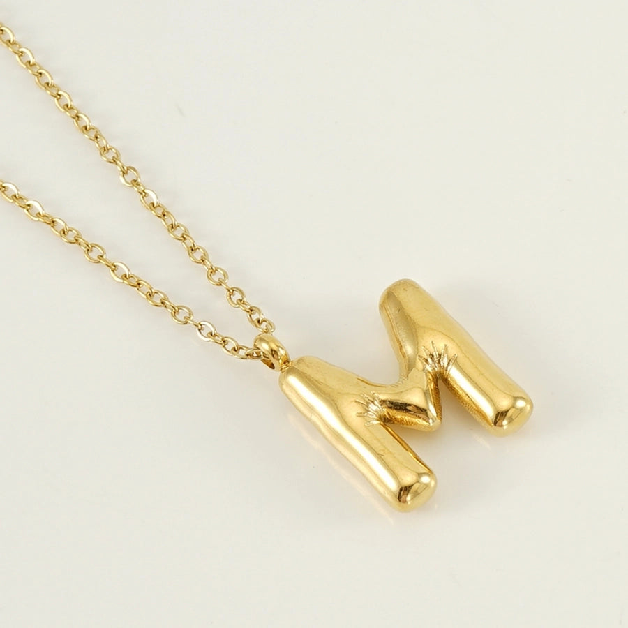 304 Stainless Steel 18K Gold Plated Casual Cute Plating Letter Titanium Steel Pendant Necklace