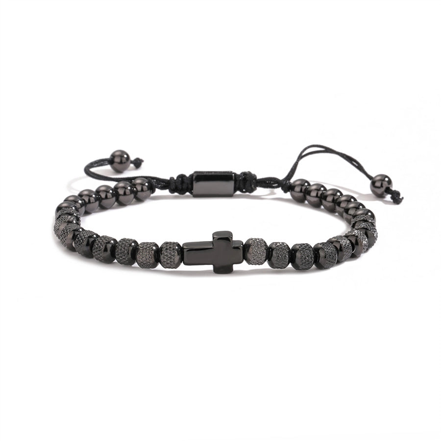 classic style commute cross stainless steel copper beaded bracelets