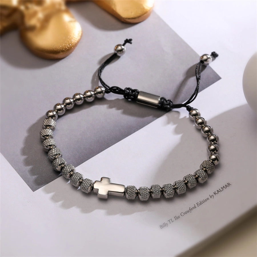 classic style commute cross stainless steel copper beaded bracelets
