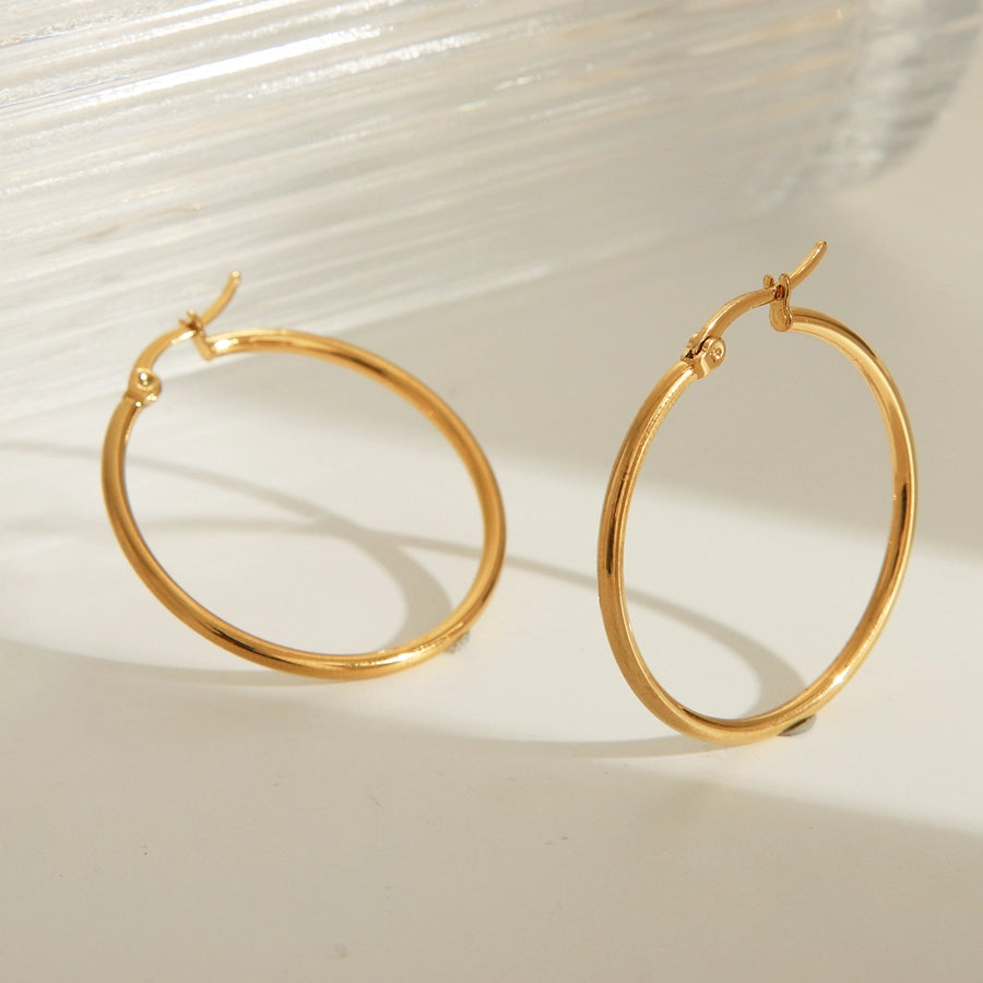 1 Pair Basic Exaggerated Luxurious Solid Color 304 Stainless Steel 18K Gold Plated Earrings