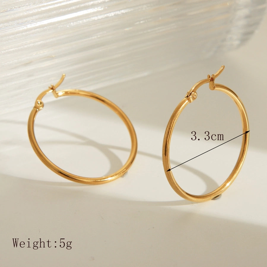 1 Pair Basic Exaggerated Luxurious Solid Color 304 Stainless Steel 18K Gold Plated Earrings