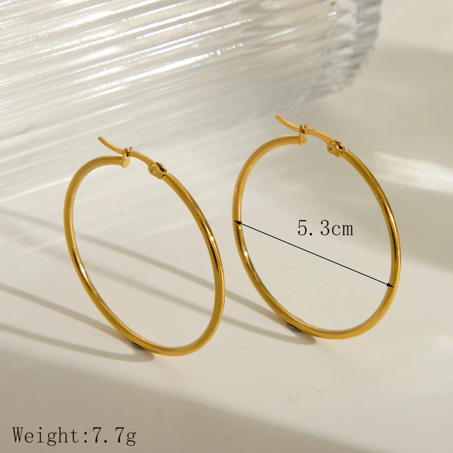 1 Pair Basic Exaggerated Luxurious Solid Color 304 Stainless Steel 18K Gold Plated Earrings