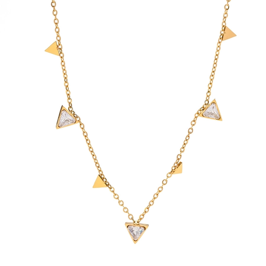 304 Stainless Steel 18K Gold Plated Simple Style Classic Style Plating Inlay Solid Color Zircon Necklace