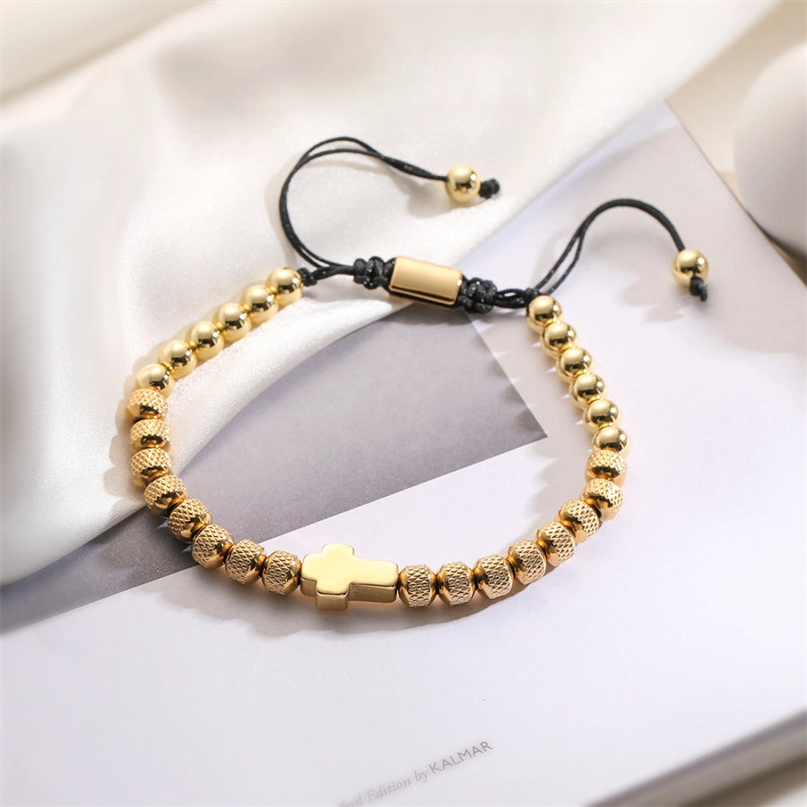 classic style commute cross stainless steel copper beaded bracelets