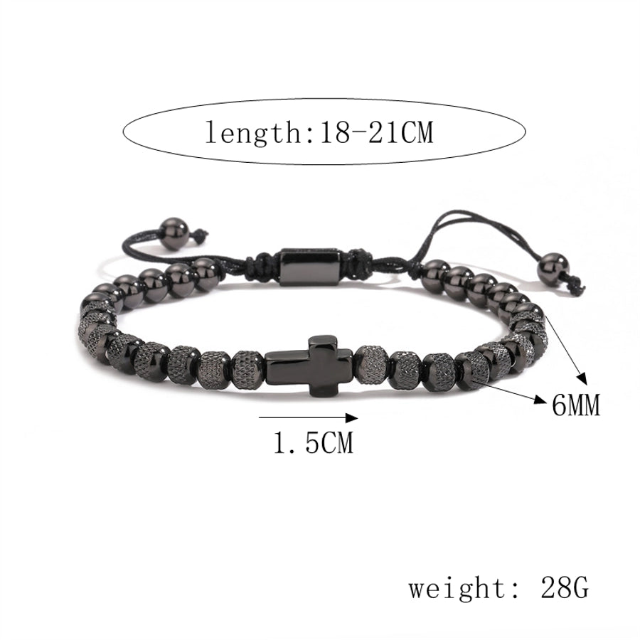 classic style commute cross stainless steel copper beaded bracelets