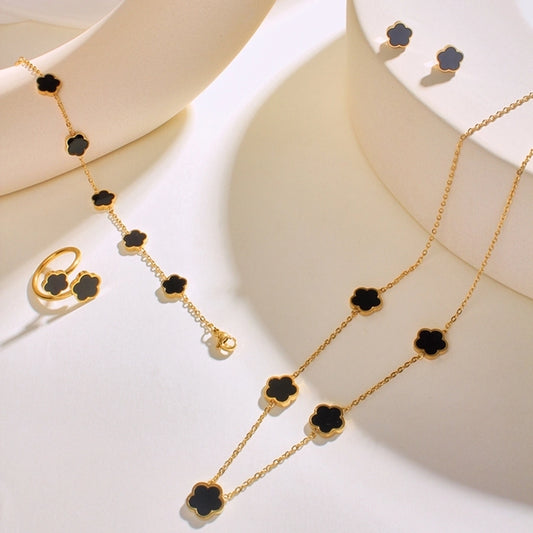 304 Stainless Steel 18K Gold Plated Casual Simple Style Inlay Flower Shell Jewelry Set