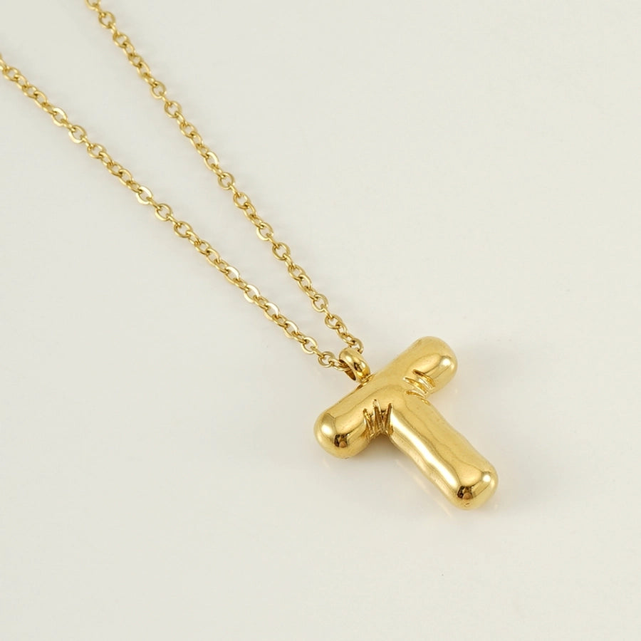 304 Stainless Steel 18K Gold Plated Casual Cute Plating Letter Titanium Steel Pendant Necklace